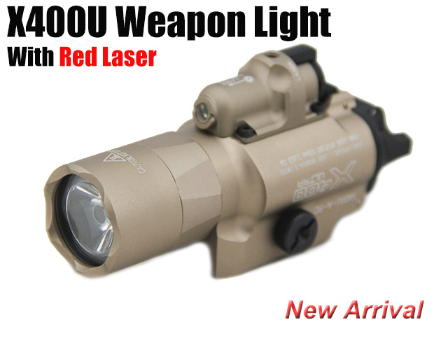 SF X400 Ultra LED Pistol/Rifle WeaponLight (500 Lums, Red laser)